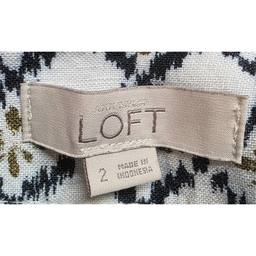 LOFT Boho Ikat Diamond Print Mini Skirt Cream Black Olive Green Side Zip Pockets - Picture 9 of 11